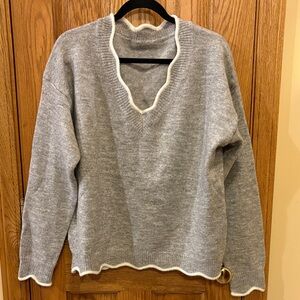 Elegant Gray V-Neck Sweater for Women